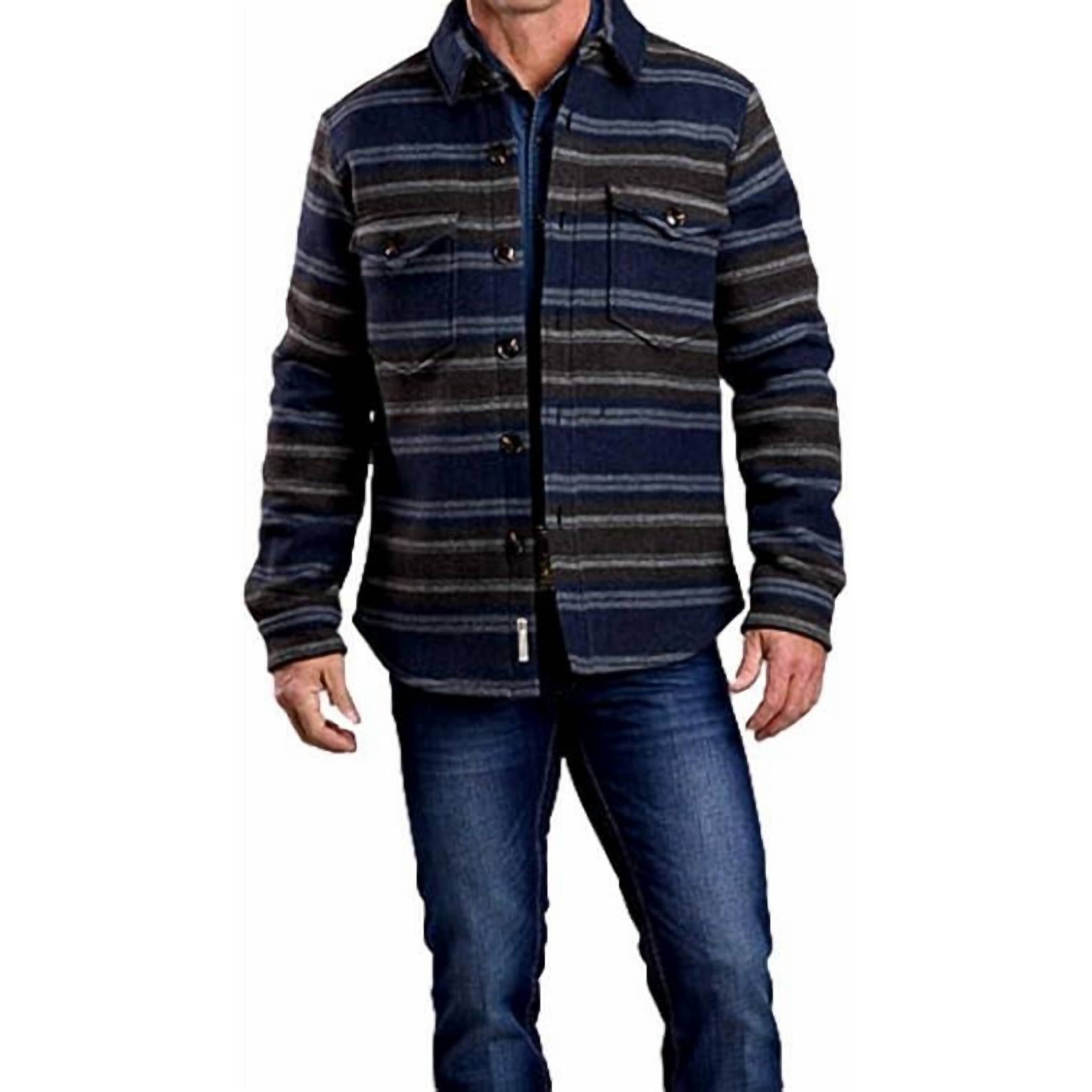 New Stetson Men's Wool Shirt Western Jacket In Blue Aztec